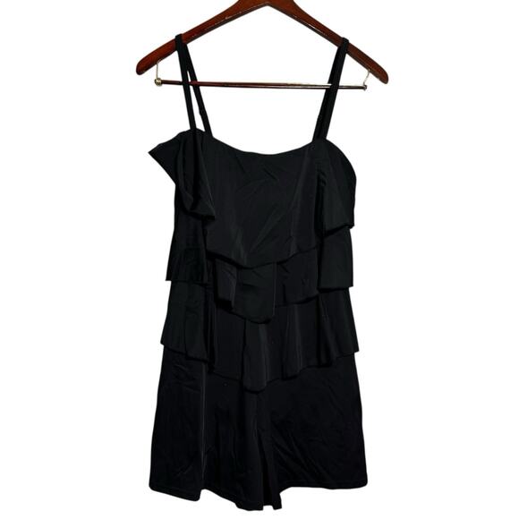 Fit 4 U Swimsuit Size 14 One-Piece Black Full Coverage Boyshort Beach Plus Size - Picture 1 of 6